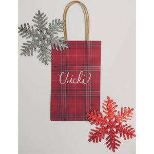 Red Plaid Christmas Gift Bag